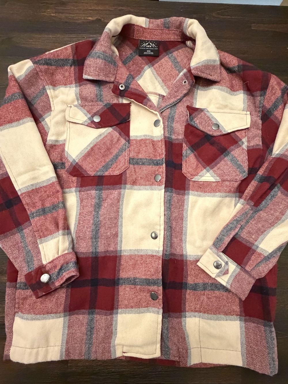 Women's Red & Cream Plaid Utility Shacket